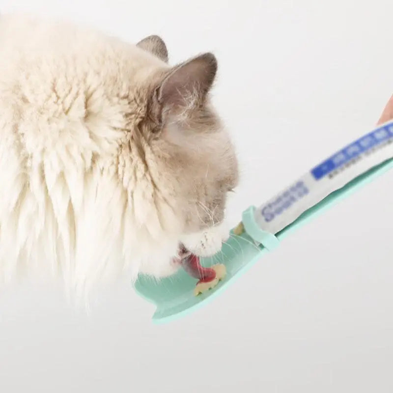Multi-Functional Cat and Dog Feeding Spoon with Snack Strip Feature