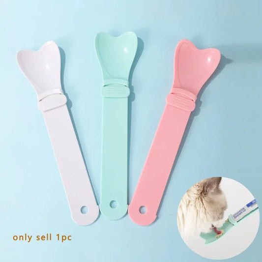 Multi-Functional Cat and Dog Feeding Spoon with Snack Strip Feature