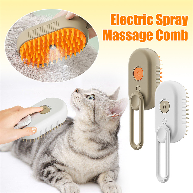 Electric Cat Steam Brush ? 3-In-1 Pet Grooming Comb with Water Spray for Cats and Dogs, USB Rechargeable