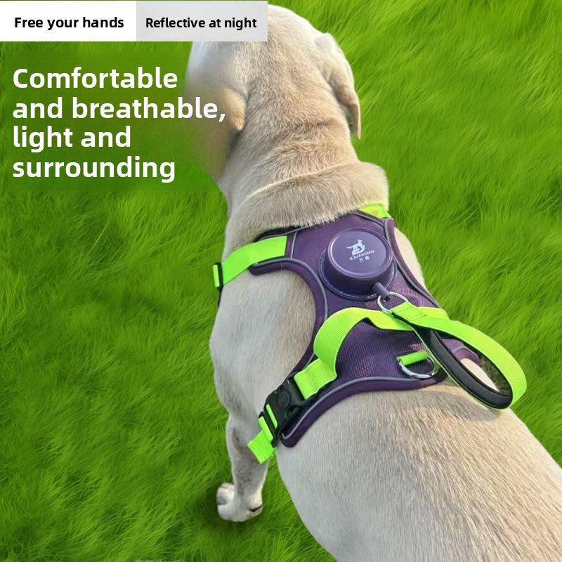 Automatic Retractable Dog Harness Leash with Reflective Vest