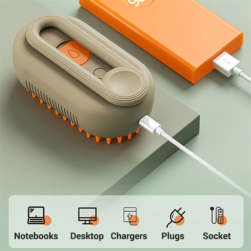 Electric Cat Steam Brush ? 3-In-1 Pet Grooming Comb with Water Spray for Cats and Dogs, USB Rechargeable